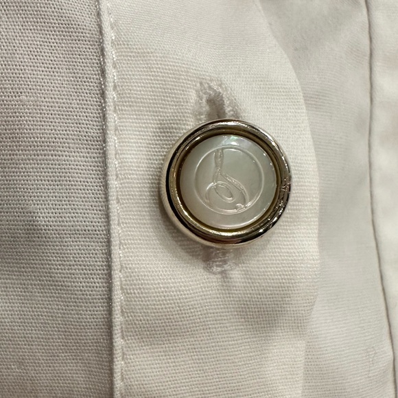 TEMPERLEY LONDON WHITE COTTON BUTTON UP BLOUSE FLARED SHOULDERS SZ 8 FITS US 4 - Picture 12 of 16